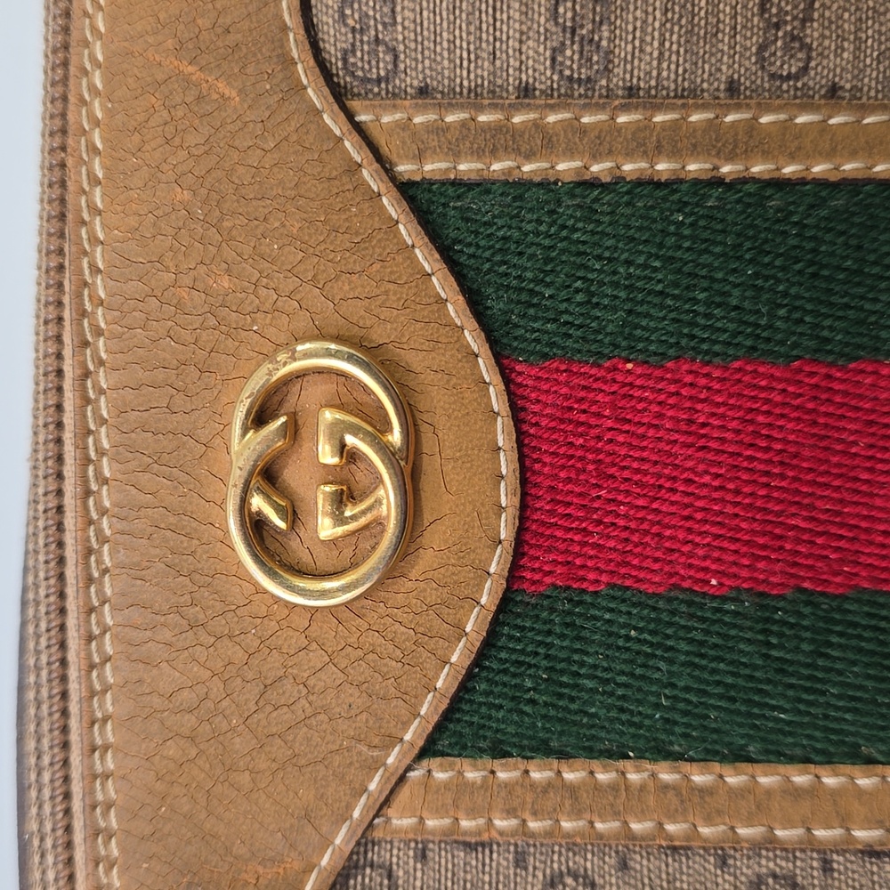 GUCCI - Vintage GG Supreme Boston Bag in Tan, PVC & Leather, with Sherry Line - Picture 9 of 17